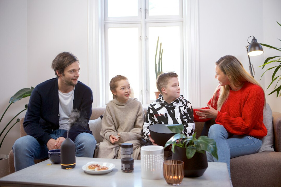 family discussing household budget
