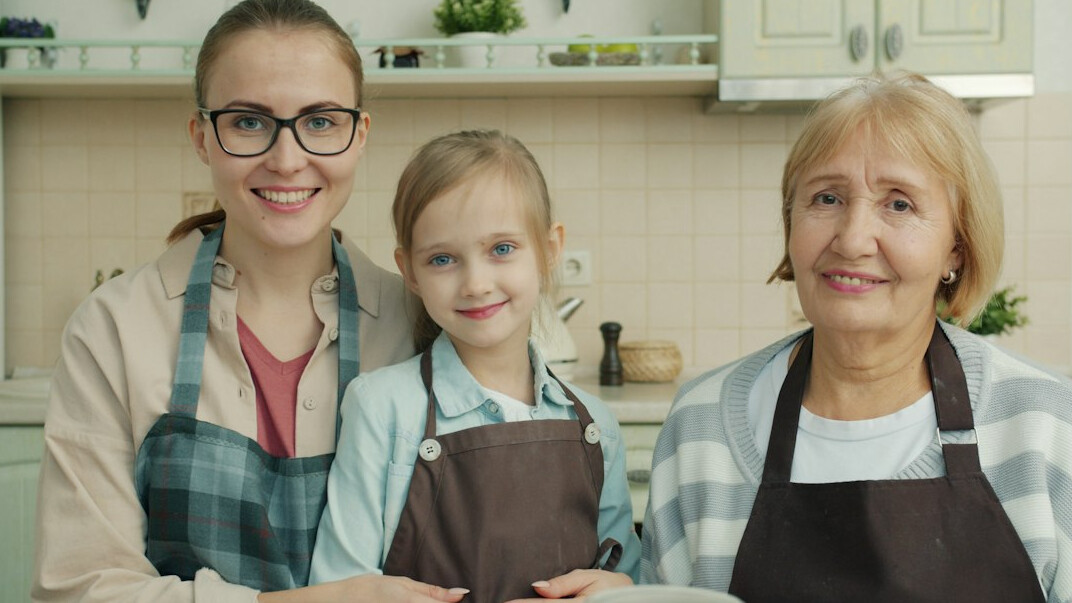 family cooking together at home