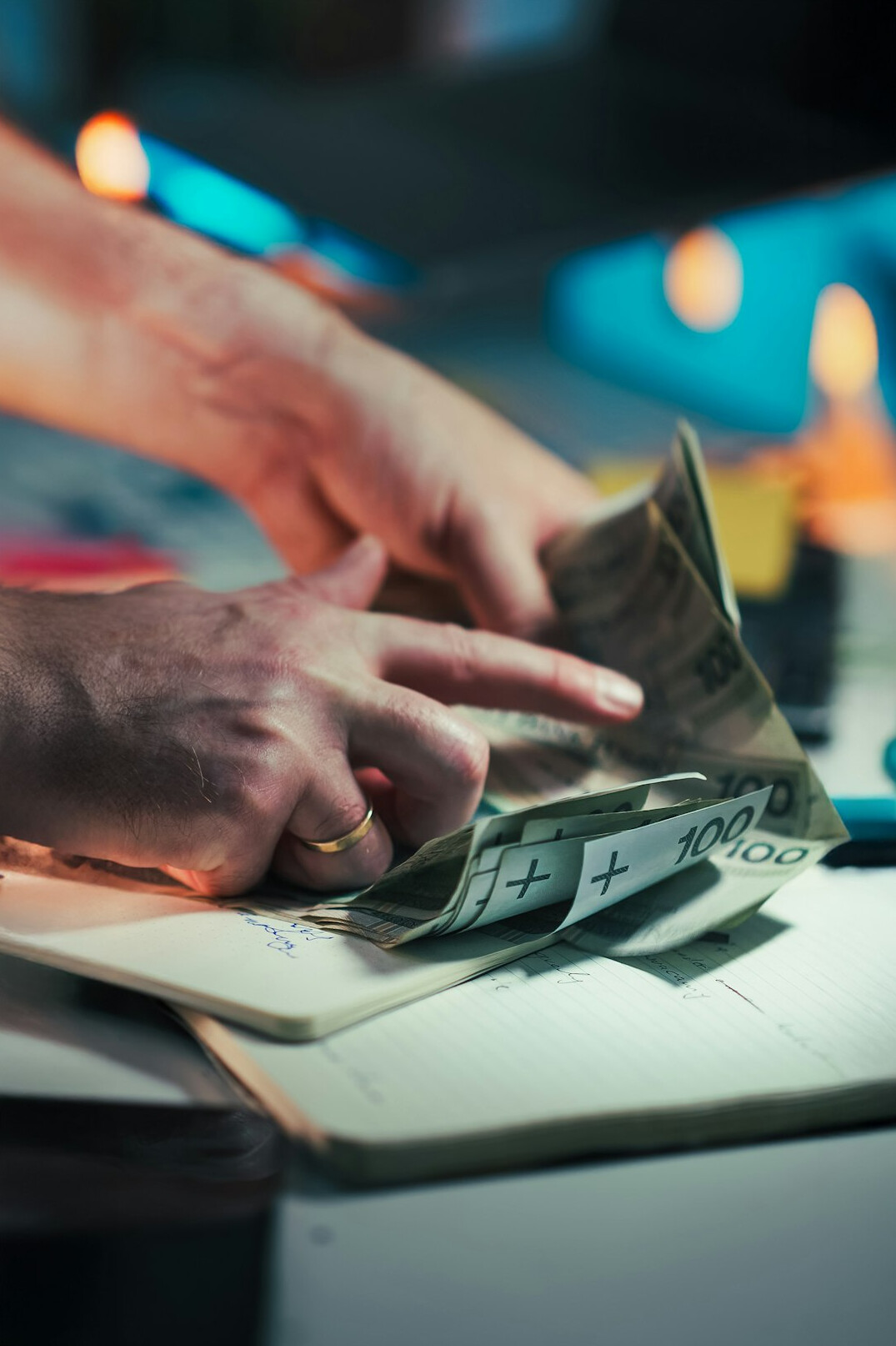 person reviewing finances