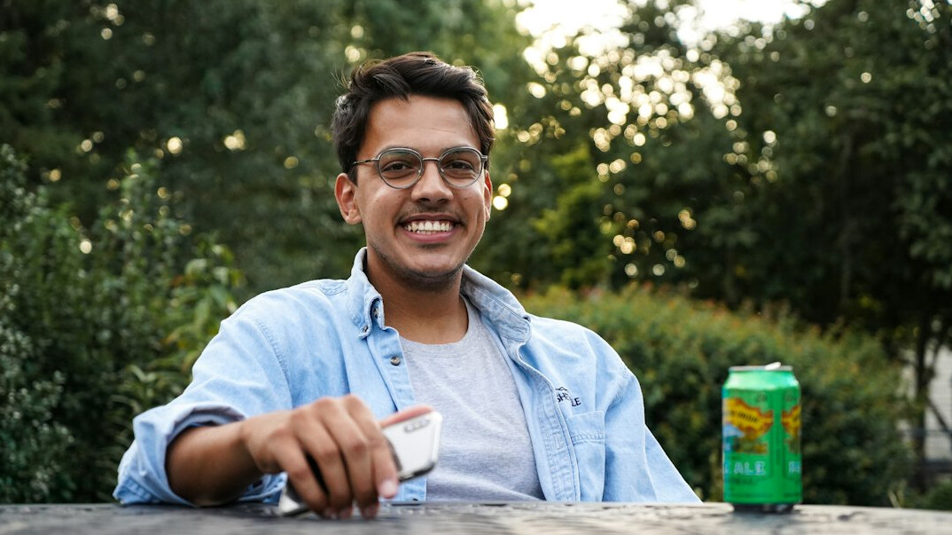 happy person with savings jar