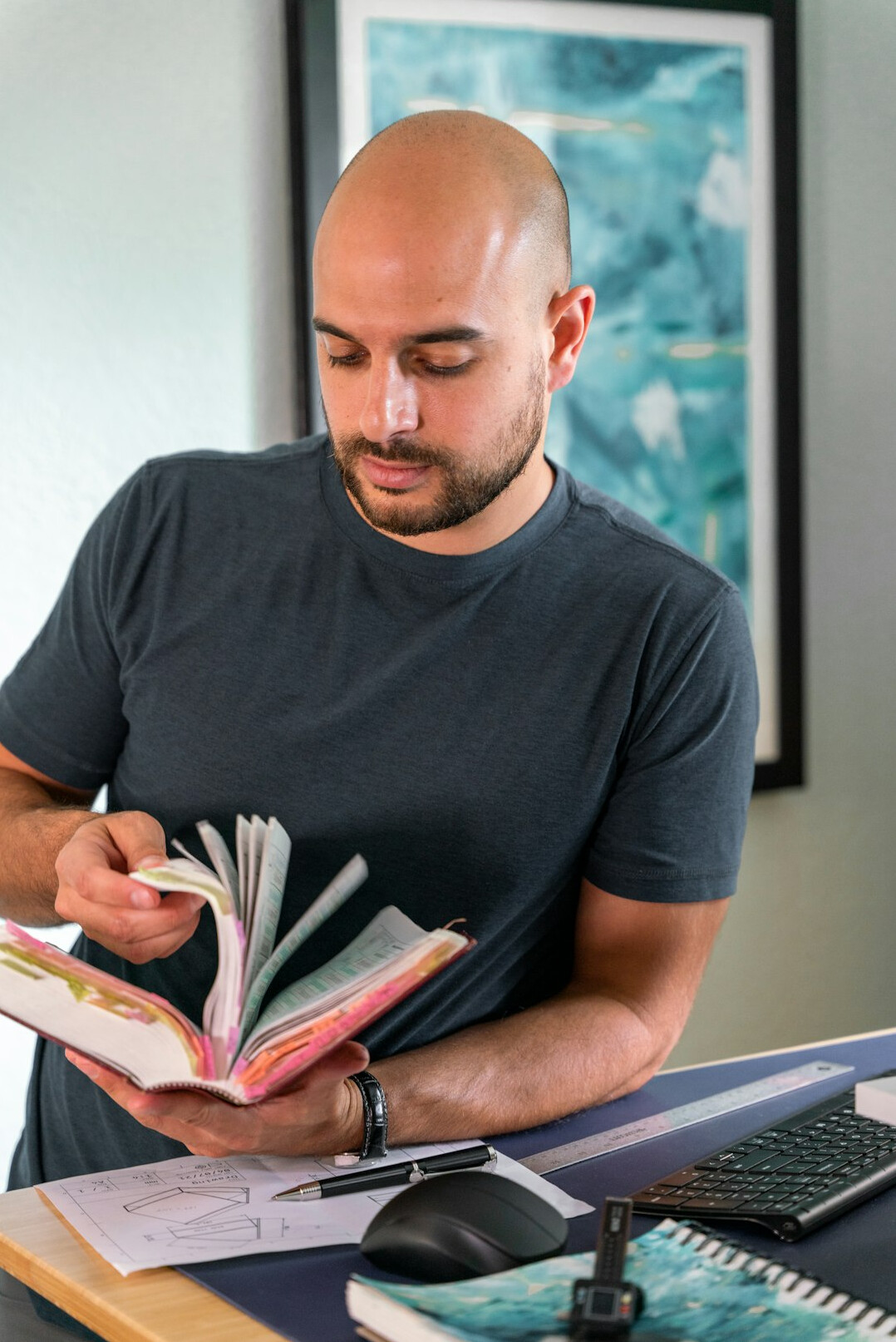 person studying finance books